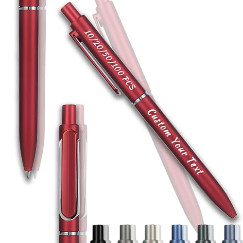 Personalisierte Kugelschreiber mit Text, 10/20/50/100 Stück Kugelschreiber Set Ballpoint Pens, Gelstifte Gelschreiber Schwarze Tinte, 0,5mm Dicke Mine, Bürobedarf, Schreibwaren (Rot, 100Stk) von Guooyuuyu