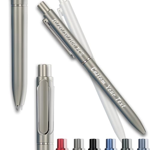 Personalisierte Kugelschreiber mit Text, 10/20/50/100 Stück Kugelschreiber Set Ballpoint Pens, Gelstifte Gelschreiber Schwarze Tinte, 0,5mm Dicke Mine, Bürobedarf, Schreibwaren (Hellgrau, 10Stk) von Guooyuuyu