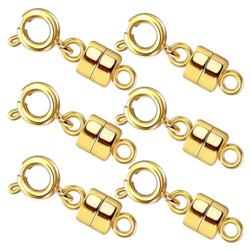 Gupcaqosjw Magnetische Verschlüsse für Halsketten, magnetische Halskette Verschluss | Bracelet Extender Schmuck Verschlüsse Halskettenanschluss - 6x starke Magnet -Modezubehör, Gold- und von Gupcaqosjw