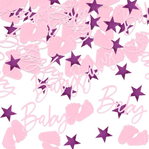 Gender Reveal Dekorationen, 30 g, Babyparty-Dekorationen, Mädchen, Babyparty-Konfetti mit kleinen Füßen, Sternen, Party-Streusel, rosa Konfetti für Kindergeburtstag, Partyzubehör (Rosa) von Gurfzcyuoo