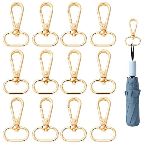 Karabinerhaken, Drehverschluss, 12 Stück, goldene Karabinerverschlüsse, D-Ringe, drehbar, Metall, für Schlüsselanhänger, Geldbörse, Crossbody, Handtaschen, DIY, Schrankscharnier, Reparaturplatte Karabinerhaken, Drehverschluss, 12 Stück, goldene Karabinerverschlüsse, D-Ringe, drehbar, Metall, für Schlüsselanhänger, Geldbörse, Crossbody, Handtaschen, DIY, Schrankscharnier, Reparaturplatte von Gurfzcyuoo