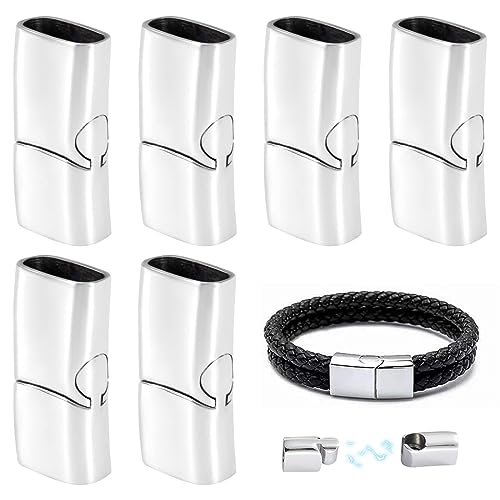 Armband Verschlüsse Magnetisch Rechteck Magnetverschluss Edelstahl 6 Stück Magnetverschluss Armband Flach Endkappen für Armband Schmuckherstellung Machen Lederband Schnalle Bohrung 12x6mm Silber Armband Verschlüsse Magnetisch Rechteck Magnetverschluss Edelstahl 6 Stück Magnetverschluss Armband Flach Endkappen für Armband Schmuckherstellung Machen Lederband Schnalle Bohrung 12x6mm Silber von Gurxi