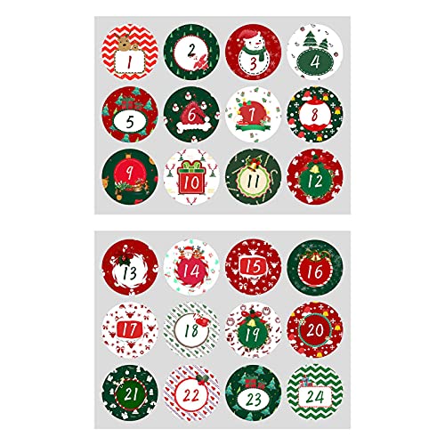 1-24 Weihnachtsaufkleber, Weihnachten Advent Nummer Aufkleber, Weihnachtsplätzchen Süßigkeiten Siegel Aufkleber, DIY Adventskalender Geschenke Posted Backdekoration Paket Etikett 1-24 Weihnachtsaufkleber, Weihnachten Advent Nummer Aufkleber, Weihnachtsplätzchen Süßigkeiten Siegel Aufkleber, DIY Adventskalender Geschenke Posted Backdekoration Paket Etikett von Gusengo