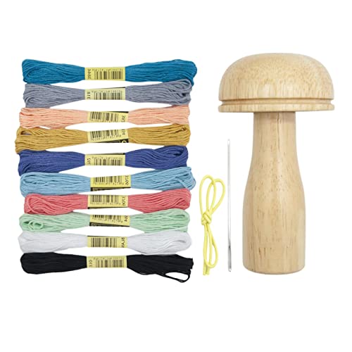 Gusengo Stopfpilz - Stickerei Kit Stopfpilz Holz Set Stopfzubehör Set, Holz-Stopfpilz-Nadelfaden-Set, Stickerei-Zubehör Für DIY-Handnähen, Stopfsocken, Kleidung, Zuhause von Gusengo