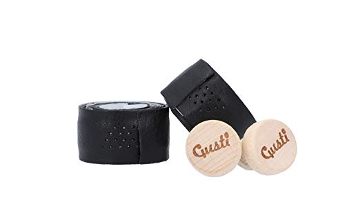 Gusti Echtleder Lenkerband Fahrrad - Fausto C. 80 cm Griffband Griff Bartape Fahrradzubehör Rennrad inkl Korken Lederband Lenker Schwarz Gusti Echtleder Lenkerband Fahrrad - Fausto C. 80 cm Griffband Griff Bartape Fahrradzubehör Rennrad inkl Korken Lederband Lenker Schwarz von Gusti
