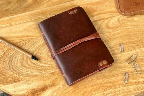Gusti Notizheft Leder - Willa DIN A6 Buch Notizbuch Tagebuch Braun Leder von Gusti