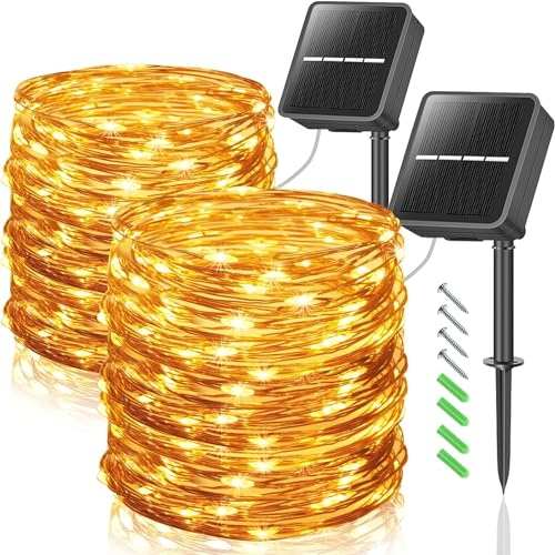 GutPop Solar Lichterkette Aussen : 12M 100 LED Lichterkette Außen Solar - Solar Weihnachtsbeleuchtung Außen mit 8 Modi für Balkon, Gartendeko, Bäume, Terrasse, Hochzeiten, Warmweiß 2 Stück GutPop Solar Lichterkette Aussen : 12M 100 LED Lichterkette Außen Solar - Solar Weihnachtsbeleuchtung Außen mit 8 Modi für Balkon, Gartendeko, Bäume, Terrasse, Hochzeiten, Warmweiß 2 Stück von GutPop
