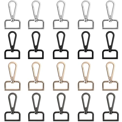 Gute 20 Stück Karabiner Schlüsselanhänger,Kleiner Karabinerhaken mit Drehgelenk,Schlüsselringe Metall,26mm Schlüsselanhänger Haken,D-Ringen,Schlüsselketten Clip für DIY Schmuck, Handtaschen,4 Farbe von Gute