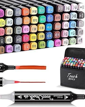 30 Farben Marker Set, Marker Stifte,Graffiti Pens,Twin Marker,Doppelspitze Textmarker für Hervorheben, Skizzieren, Zeichnen, Ausmalen, Mit Aufbewahrungstasche von Gute