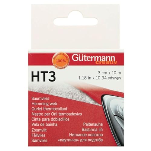 Gütermann Ht3 Saum Fleece, 10 Meter Länge x 3 cm Breite, Weiss von Gütermann