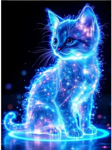 Gutluz Diamond Painting Kinder Tiere Katzen 5D Diamond Painting Erwachsene Katze Diamant Painting Bilder Erwachsene Diamond-Painting Kit als Geschenke Bastelset Erwachsene Diamond Art von Gutluz