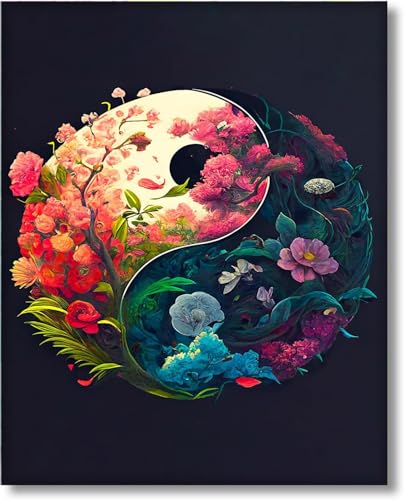 Malen Nach Zahlen Erwachsene blumen - Malen Nach Zahlen Tai-Chi-Blumenmuster - Geschenke für Erwachsene und Kinder ab 10+ Jahren - Malen Nach Zahlen ab 10 + Jahre Mädchen (40 x 50 cm Rahmenlos) von Gutluz