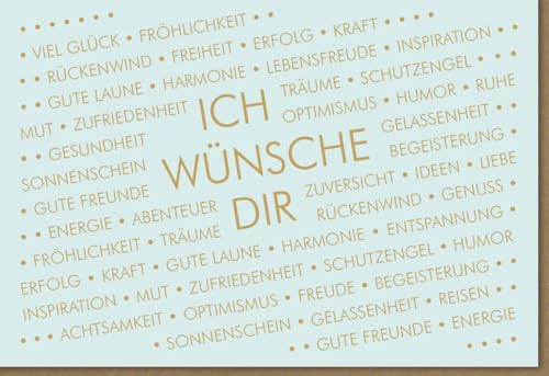 Grußkarte "Ich wünsche dir" - Glück, Gesundheit, Schutzengel, Gelassenheit - Inspirierende Wünsche für jeden Anlass, Hochwertige Klappkarte - mit Umschlag von Gutsch Verlag
