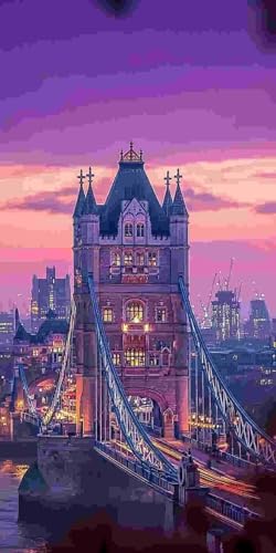 Brooklyn Brücke Diamond Painting Erwachsene Groß xxl, 5D Diamant Painting Bilder Runder Vollbohrer Diamanten Malerei DIY Stickerei Kreuzstich Home Wand Dekor, Geschenke für Frauen 25x50 cm z-41 von Guuogxan