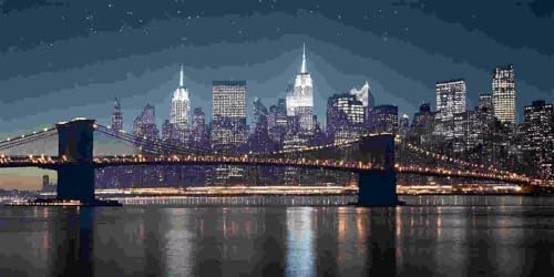 Brooklyn Brücke Diamond Painting Erwachsene Groß xxl, 5D Diamant Painting Bilder Runder Vollbohrer Diamanten Malerei DIY Stickerei Kreuzstich Home Wand Dekor, Geschenke für Frauen 40x80 cm z-37 von Guuogxan