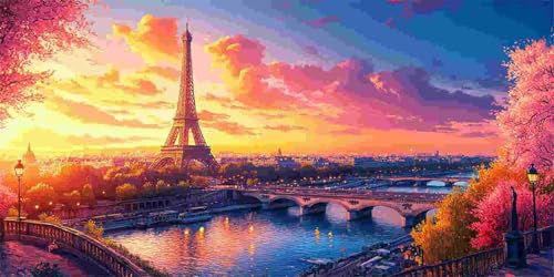 Der Turm von Paris Diamond Painting Erwachsene Groß xxl, 5D Diamant Painting Bilder Runder Vollbohrer Diamanten Malerei DIY Stickerei Kreuzstich Home Wand Dekor, Geschenke für Frauen 70x140 cm z-5 von Guuogxan