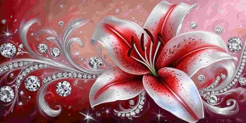 Diamond Painting Erwachsene Groß 35x70 cm, 5D Diamant Painting Bilder Lilien, DIY Diamant Malerei Basteln Erwachsene Kinder Set für Wohnzimmer Schlafzimmer Wand Dekoration, Geschenke für Mädchen x-19 von Guuogxan