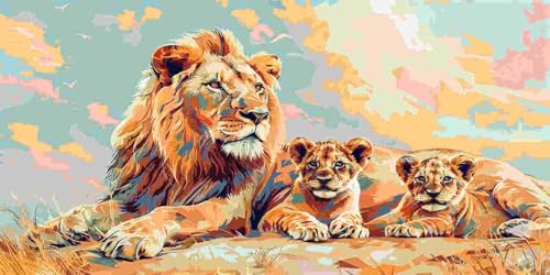 Diamond Painting Erwachsene Groß 40x80 cm, 5D Diamant Painting Bilder Tiere Löwen, DIY Diamant Malerei Basteln Erwachsene Set für Wohnzimmer Schlafzimmer Wand Dekoration, Geschenke für Mädchen x-167 von Guuogxan