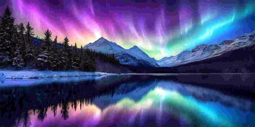 Diamond Painting Erwachsene Groß 50x100 cm, 5D Diamant Painting Bilder Nordlicht, DIY Diamant Malerei Basteln Erwachsene Set für Wohnzimmer Schlafzimmer Wand Dekoration, Geschenke für Mädchen x-31 von Guuogxan