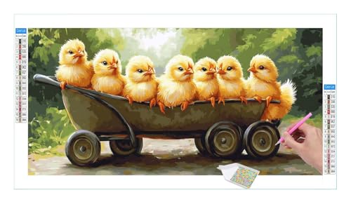 Diamond Painting Set für Enwachsene DIY 5D Tier Huhn Diamond Painting Bilder mit Quadrat Full Drill Groß Diamond Art Painting Kit für Home Wall Decor, Weihnachten Geschenke 60x30cm/24x12in T-108 von Guuogxan