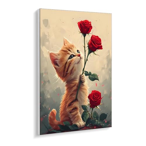 Malen Nach Zahlen Erwachsene, Katze Rose Bastelset GemäLde,Kreativ Set für Erwachsene Anfänger, DIY GemäLde Kit mit Pinsel und Acrylfarbe Als Geschenk für Wanddeko, Ohne Rahmen 60 x 80 cm u-414 Malen Nach Zahlen Erwachsene, Katze Rose Bastelset GemäLde,Kreativ Set für Erwachsene Anfänger, DIY GemäLde Kit mit Pinsel und Acrylfarbe Als Geschenk für Wanddeko, Ohne Rahmen 60 x 80 cm u-414 von Guuogxan