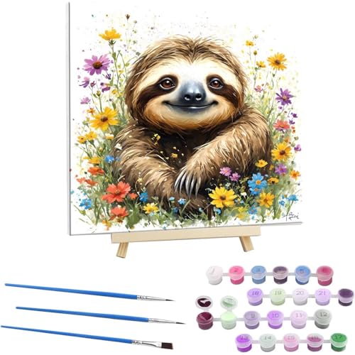 Malen Nach Zahlen Erwachsene, Paint by Numbers Sloth Flowers Malen Nach Zahlen set, DIY mit Pinseln und Acrylfarben Handgemalt Ölgemälde Leinwand für Home Dekorieren, mit Rahmen 30x30cm b-795 Malen Nach Zahlen Erwachsene, Paint by Numbers Sloth Flowers Malen Nach Zahlen set, DIY mit Pinseln und Acrylfarben Handgemalt Ölgemälde Leinwand für Home Dekorieren, mit Rahmen 30x30cm b-795 von Guuogxan