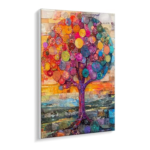 Malen Nach Zahlen Erwachsene, Sieben farbige Bäume Bastelset GemäLde,Kreativ Set für Erwachsene Anfänger, DIY GemäLde Kit mit Pinsel und Acrylfarbe Als für Wanddeko, Ohne Rahmen 60 x 80 cm u-520 von Guuogxan