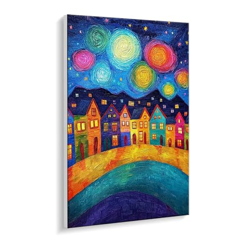 Malen Nach Zahlen Erwachsene, Sterne Stadt Bastelset GemäLde,Kreativ Set für Erwachsene Anfänger, DIY GemäLde Kit mit Pinsel und Acrylfarbe Als Geschenk für Wanddeko, Ohne Rahmen 100 x 130 cm u-717 von Guuogxan
