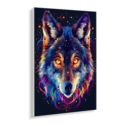 Malen nach Zahlen für Erwachsene – DIY Ölgemälde Set für Anfänger, ohne Rahmen 20 x 30 cm, mit 3 Pinseln & Hochwertigen Acrylfarben, Home Deko Entspannung & Kreativität Geschenk (Traum Wolf) i-452 von Guuogxan