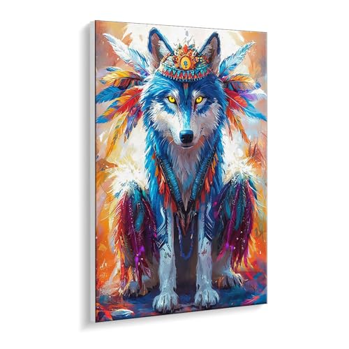 Malen nach Zahlen für Erwachsene – DIY Ölgemälde Set für Anfänger, ohne Rahmen 20 x 30 cm, mit 3 Pinseln & Hochwertigen Acrylfarben, Home Deko Entspannung & Kreativität Geschenk (Wolf Krone) i-370 von Guuogxan