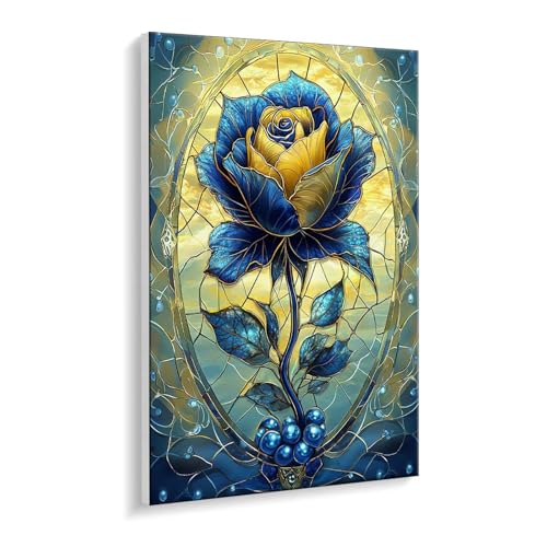 Malen nach Zahlen für Erwachsene – DIY Ölgemälde Set für Anfänger, ohne Rahmen 35 x 50 cm, mit 3 Pinseln & Hochwertigen Acrylfarben, Home Deko Entspannung & Kreativität Geschenk (Blaue Rose) i-365 von Guuogxan