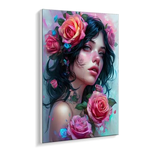 Malen nach Zahlen für Erwachsene – DIY Ölgemälde Set für Anfänger, ohne Rahmen 50 x 70 cm, mit 3 Pinseln & Hochwertigen Acrylfarben, Home Deko Entspannung & Kreativität Geschenk (Rose Frau) i-439 von Guuogxan