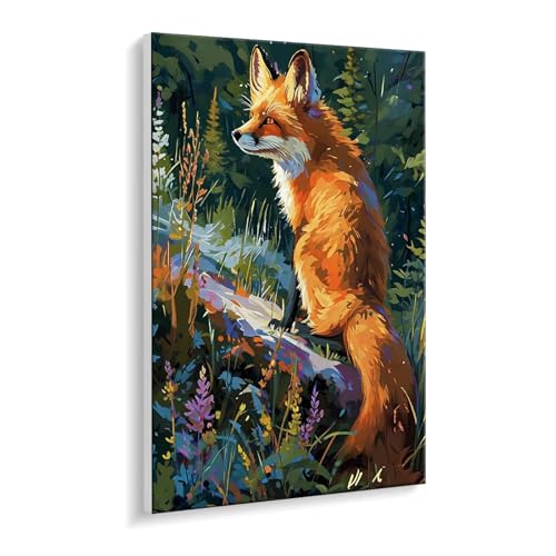 Malen nach Zahlen für Erwachsene – DIY Ölgemälde Set für Anfänger, ohne Rahmen 50 x 70 cm, mit 3 Pinseln & Hochwertigen Acrylfarben, Home Deko Entspannung & Kreativität Geschenk (Wald Fuchs) i-547 von Guuogxan
