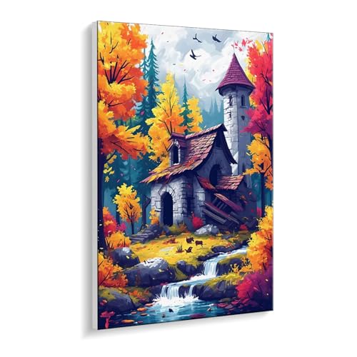 Malen nach Zahlen für Erwachsene – DIY Ölgemälde Set für Anfänger, ohne Rahmen 70 x 90 cm, mit 3 Pinseln & Hochwertigen Acrylfarben, Home Deko Entspannung & Kreativität Geschenk (Herbst Wald) i-536 von Guuogxan