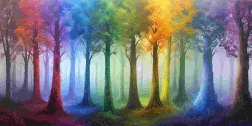 Regenbogenbäume Diamond Painting Erwachsene Groß xxl, 5D Diamant Painting Bilder Runder Vollbohrer Diamanten Malerei DIY Stickerei Kreuzstich Home Wand Dekor, Geschenke für Frauen 30x60 cm z-45 von Guuogxan