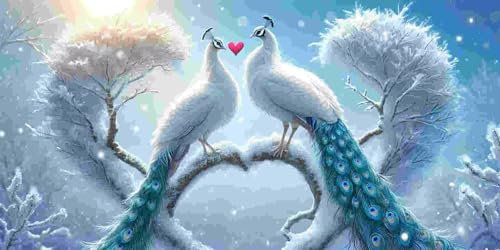 Weißer Pfau Diamond Painting Erwachsene Groß xxl, 5D Diamant Painting Bilder Anfänger Runder Vollbohrer Diamanten Malerei DIY Stickerei Kreuzstich Home Wand Dekor, Geschenke für Frauen 50x100 cm z-9 von Guuogxan