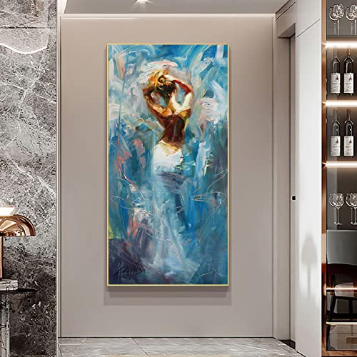Abstrakte Kunst tanzende Frau Mädchen Leinwand Gemälde moderne nordische Wandkunst Poster im Wohnzimmer Wohnkultur Cuadros 70 x 140 cm (28 x 55 Zoll) ohne Rahmen von Guying Art
