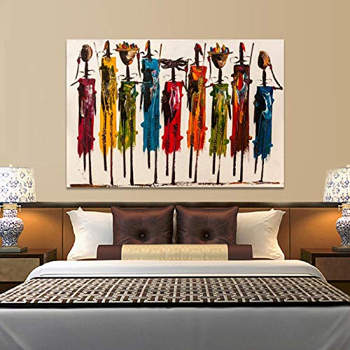 Abstrakte afrikanische Frau Leinwand Malerei bunte Figur Poster und Drucke Wandkunst Bild für Wohnzimmer Wohnkultur 50 x 85 cm (20 x 33 Zoll) rahmenlos von Guying Art