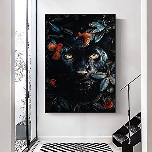 Leinwandbilder für Wand Black Panther Wild Animal Leinwand Malerei Poster und Druck Wandkunst für Wohnzimmer Wohnkultur 50x70cm Rahmenlos von Guying Art