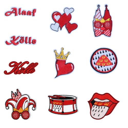 Guyode 10 Stück Köln Karneval Rot Weiss Bügelbilder für Textilien, Patches zum Aufbügeln oder Annähen, Süße Bestickte Bügel Patches, Lustiges Faschingskostüm Bügelflicken für Kleidung Hosen Hüte Guyode 10 Stück Köln Karneval Rot Weiss Bügelbilder für Textilien, Patches zum Aufbügeln oder Annähen, Süße Bestickte Bügel Patches, Lustiges Faschingskostüm Bügelflicken für Kleidung Hosen Hüte von Guyode