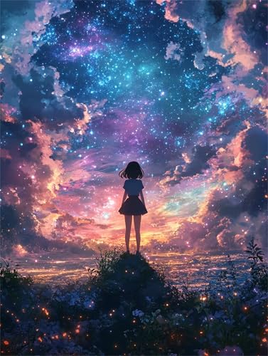 5D Diamant Painting kinder Mädchen Sternenhimmel Diamond Painting Erwachsene Set, Mosaik Bastelset Erwachsene, DIY Full Drill Diamantkunst Stickerei Kreuzstich Kits, Geeignet Décor 80x100cm z-364 von Guyosing