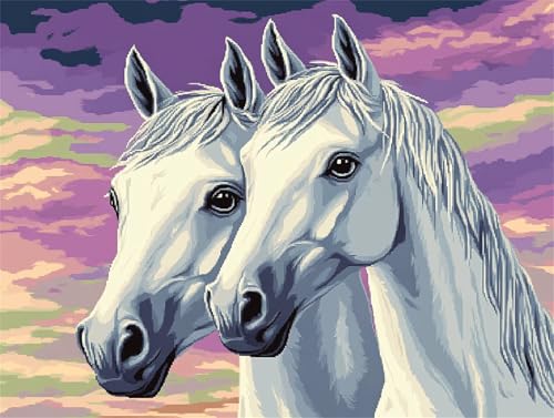 5D Diamant Painting kinder Weiß Pferd Diamond Painting Erwachsene Set, Mosaik Bastelset Erwachsene, DIY Full Drill Diamantkunst Stickerei Kreuzstich Kits, Geeignet Décor Geschenk 100x150cm z-507 von Guyosing