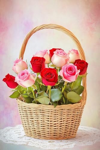 Diamond Painting Blume Diamond Painting Kinder Retro Daiment Bilder Erwachsene, 5D Kreativ Set für Erwachsene, Vollbohrer Diamanten Malerei Stickerei Kreuzstich Zubehör, für Home Décor 50x100cm Q-854 von Guyosing
