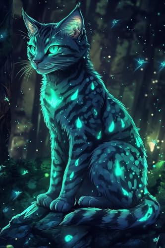 Diamond Painting GrüN Diamond Painting Kinder Katze Daiment Bilder Erwachsene, 5D Kreativ Set für Erwachsene, Vollbohrer Diamanten Malerei Stickerei Kreuzstich Zubehör, für Home Décor 20x30cm Q-840 von Guyosing