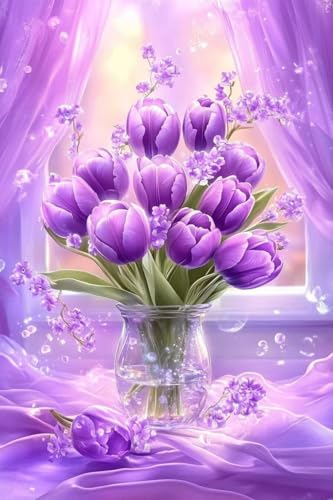 Diamond Painting Lila Diamond Painting Kinder Anlage Daiment Bilder Erwachsene, 5D Kreativ Set für Erwachsene, Vollbohrer Diamanten Malerei Stickerei Kreuzstich Zubehör, für Home Décor 100x150cm Q-824 von Guyosing