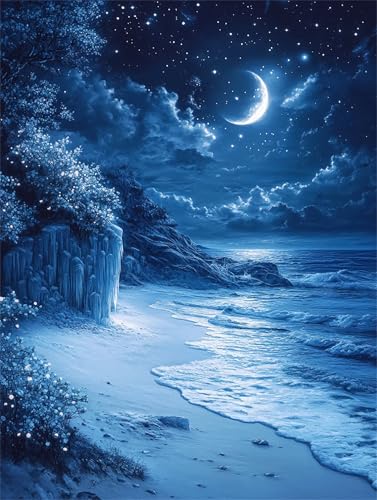 Mond Sternenhimmel Diamond Painting Erwachsene Bastelset Set, 5D DIY Diamant Painting Kinder Anfänger Strasssteinen Diamanten Bastelset, Geeignet Dekor von Zuhause Wohnzimmer Geschenk 40x50cm z-491 von Guyosing