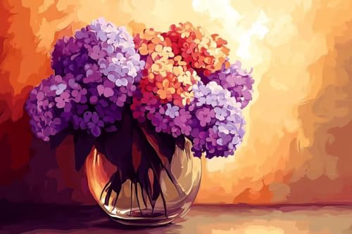 Retro Diamond Painting Blume Diamond Painting Erwachsene, DIY Diamant Bilder, Diamanten Kinder Kreuzstich Diamonds Bastelset Erwachsene Mosaikherstellung Set, für Home Décor Geschenk 80x120cm Q-31 von Guyosing