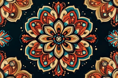 Retro Diamond Painting Mandala Diamond Painting Erwachsene, DIY Diamant Bilder, Diamanten Kinder Kreuzstich Diamonds Bastelset Erwachsene Mosaikherstellung Set, für Home Décor Geschenk 80x120cm Q-27 von Guyosing