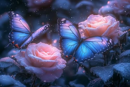 Schmetterling Diamond Painting Blume Diamond Painting Erwachsene, DIY Diamant Bilder, Diamanten Kinder Kreuzstich Diamonds Bastelset Erwachsene Mosaikherstellung Set, für Home Décor 60x90cm Q-449 von Guyosing