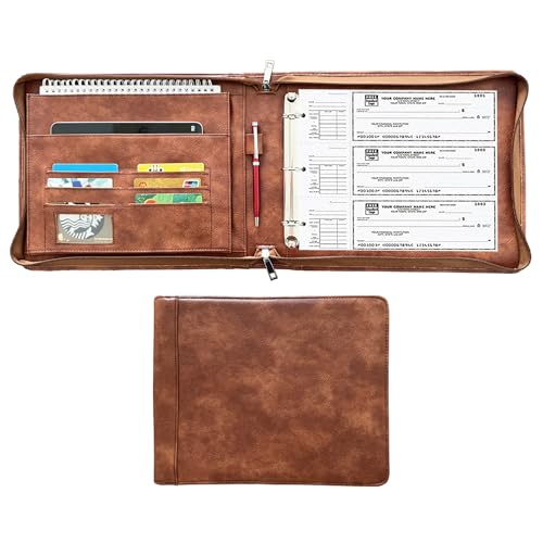 Gvalant Veganes 3-Ringbuch für Schecks – Premium-Scheckbuchhülle passend für 3/9-Ring-Systeme, 28,6 x 22,9 cm Piloten-Logbuch und Executive-Journal (Retro-Braun, Standard) von Gvalant
